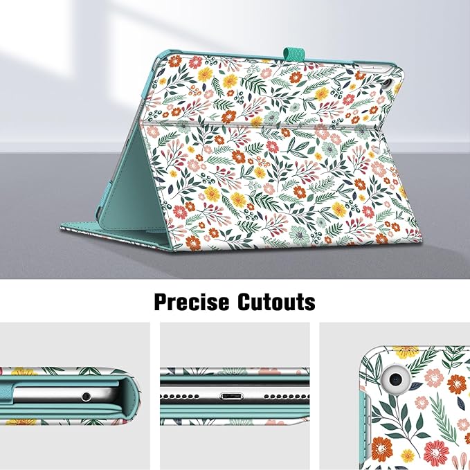 Fintie Case for iPad 9th / 8th / 7th Generation (2021/2020/2019) 10.2 Inch - [Corner Protection] Multi-Angle Viewing Stand Cover with Pocket & Pencil Holder, Auto Sleep Wake, Spring Bloom