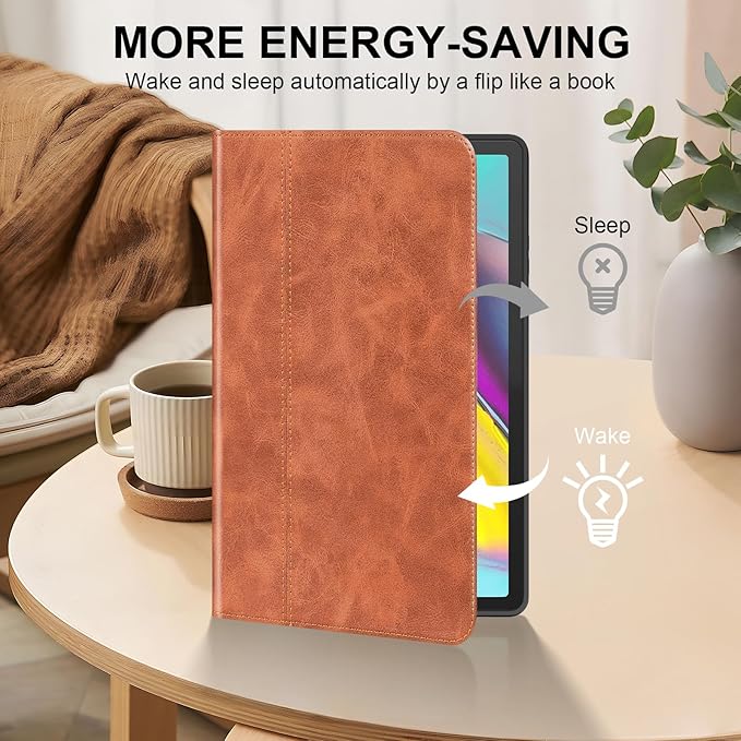 for Samsung Galaxy Tab S5E 10.5 inch Case 2019 Model(SM-T720/T725C/T727) Genuine Leather Cover Protective Shell,Auto Wake/Sleep.Brown