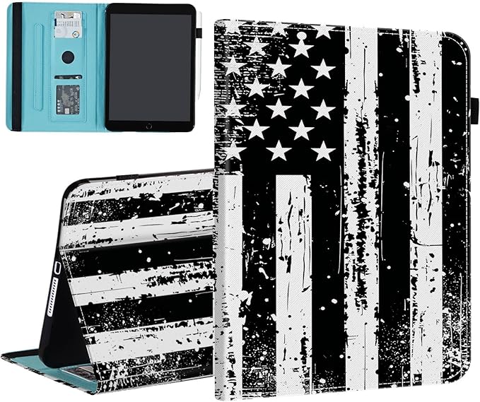 Case for Samsung Galaxy Tab A9 Plus/A9+ 5G 11 Inch 2023 Model (SM-X210/X216/X218),Card Slot PU Leather TPU Case Pen Holder Auto Wake Sleep,Vintage American Flag
