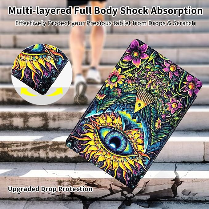 Case for Samsung Galaxy Tab A9 8.7 Inch 2023 Tablet Case, 360 Degree Rotating Folio Stand Smart Cover for Samsung Galaxy Tab A9 Tablet, Auto Sleep/Wake, Eye Flowers