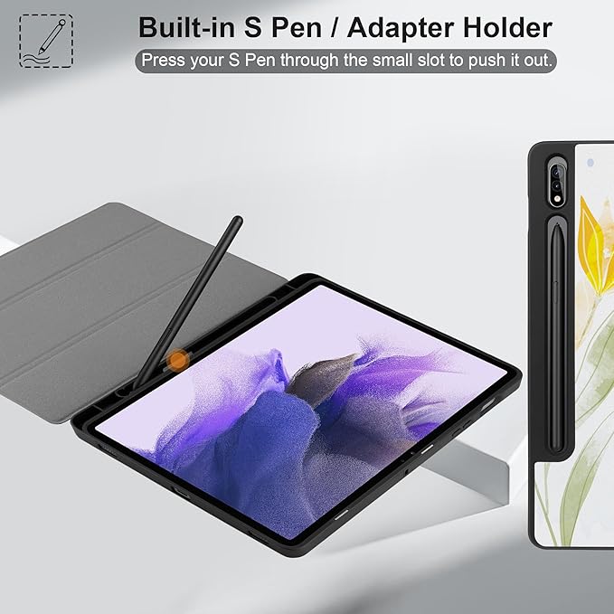 Case for Samsung Galaxy Tab S8 2022 & S7 2020, Shockproof Tablet Case for Samsung Tab S8/S7 11 inch with Auto Sleep/Wake & Trifold Stand & Soft TPU Back Cover, Botanical Watercolor