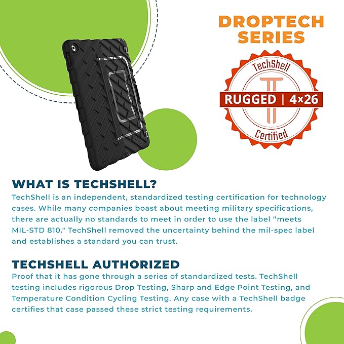 Gumdrop Hideaway Case Fits Apple iPad 9th | 8th | 7th Gen (10.2-inch) Designed for K-12 Students Teachers and Classrooms – Drop Tested Rugged Shockproof Bumpers for Reliable Device Protection – Black