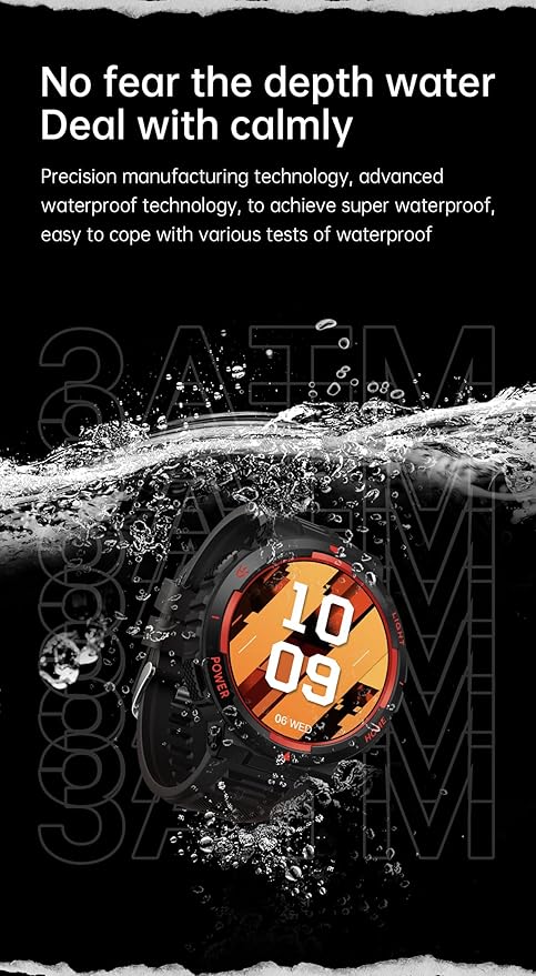 Military Smart Watch for Men with LED Flashlight Tactical Smart Watch 1.53”HD Screen Rugged Smartwatch 3ATM Waterproof 100+ Sports Fitness Tracker with Heart Rate Monitor for iOS Android