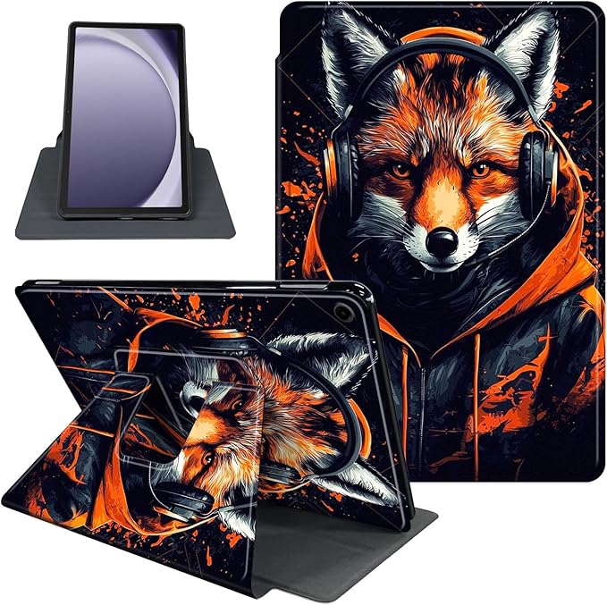 Case for Samsung Galaxy Tab A9+/A9 Plus 11 Inch 2023 Tablet Case, 360 Degree Rotating Folio Stand Smart Cover for Galaxy Tab A9+ Tablet SM-X210/X216/X218, Auto Sleep/Wake, Cool Fox