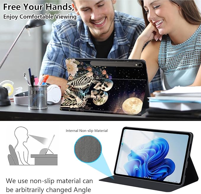 Slim Case for Samsung Galaxy Tab S10 FE / S9 FE 5G 10.9" & Tab S9 11", PU Leather Protective Cover, Multi-Angle Stand, Auto Sleep/Wake, Love to Embrace