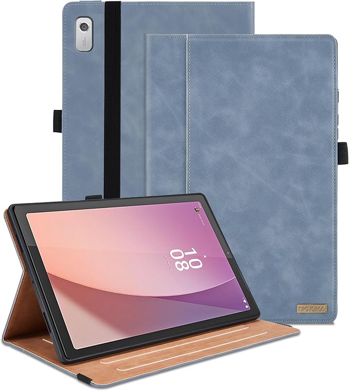Case for Lenovo Tab M9 9.0 inch 2023 (TB-310FU) / Nook 9" Lenovo Tablet 2024, Multi-Angle Viewing Smart Cover with Pocket, Business PU Leather Flip Stand Cover-Gray