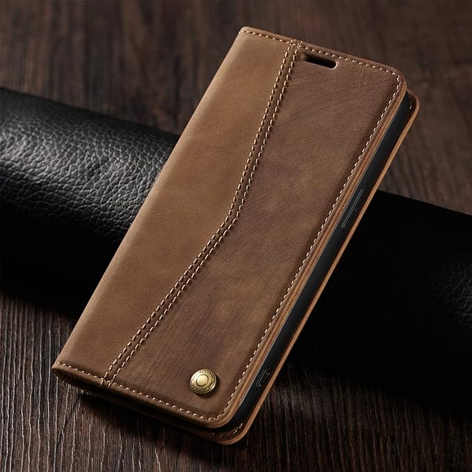 QLTYPRI for iPhone 16 Case Wallet with Card Holder, Vintage PU Leather Kickstand Magnetic Closure Shockproof Folio Book Cover Case for iPhone 16 - Retro Brown