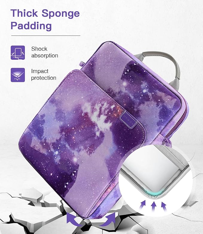 MoKo 13.3-14 Inch Laptop Sleeve Bag Fits MacBook Pro M3/M2 14" 2023,MacBook Pro 13" M2,New MacBook Air 13.6" M3/M2 2024,Tab S8 Ultra 14.6",Handle Carrying Case with Shoulder Strap,Purple Starry Sky