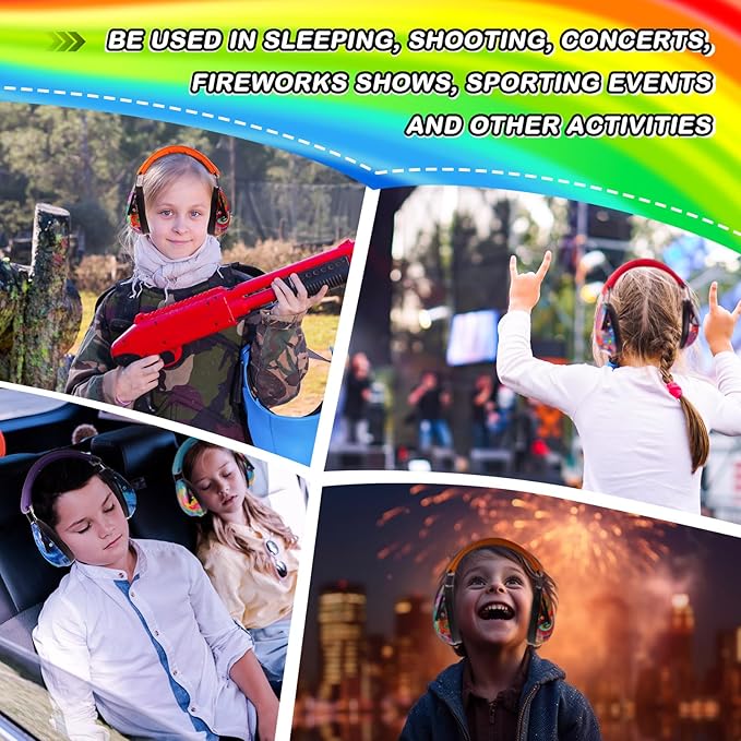 Amylove 6 Pcs Kids Noise Cancelling Headphones 27db Adjustable Earmuffs for Autism Sensory Toddler Children(Bright Colors)