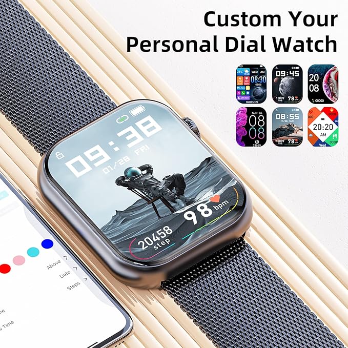 Hwagol Smart Watch (Answer/Make Call) 1.85inch Fitness Tracker, DIY Dials/Pedometer/Calories/Multiple Sport Modes/Voice Assistant, Smart Watches for Men Women Android iOS Phones