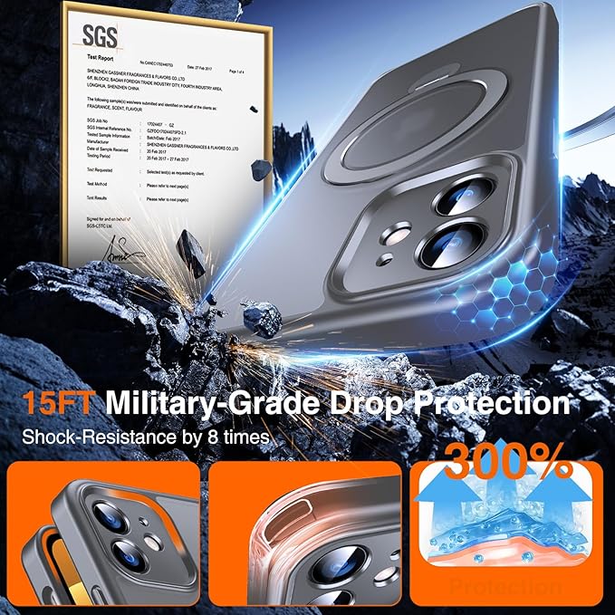 360° O-Ring MagStander for iPhone 12 Case, iPhone 12 Pro Case with Magnetic Stand Ring Holder [Compatible with MagSafe] [Military Shockproof] Kickstand iPhone 12/12 Pro Phone Cover Grey