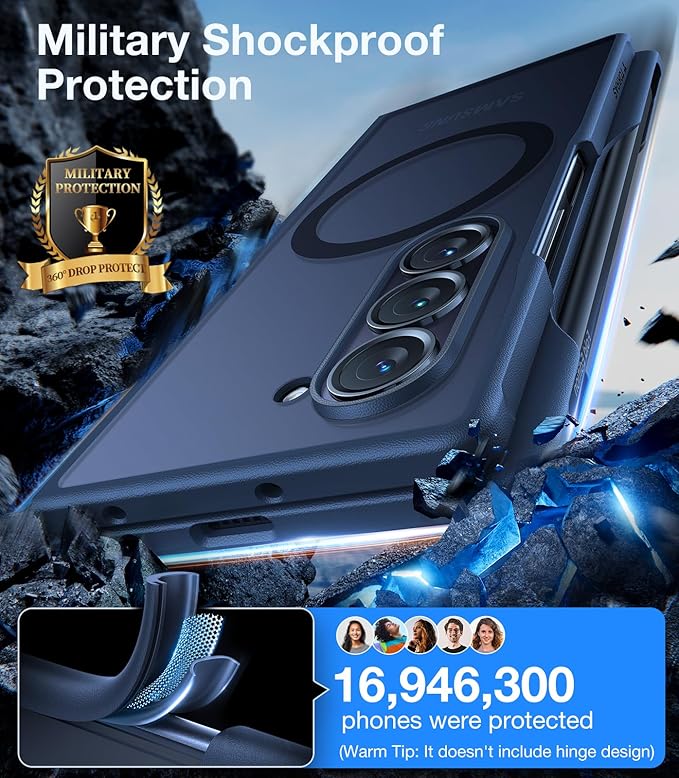 TORRAS Blue for Samsung Galaxy Z Fold 6 Case(ONLY), [Compatible with MagSafe] [Only Daily Protection] Shockproof Translucent Hard Back Slim Phone Case ONLY for Z Fold 6,Blue