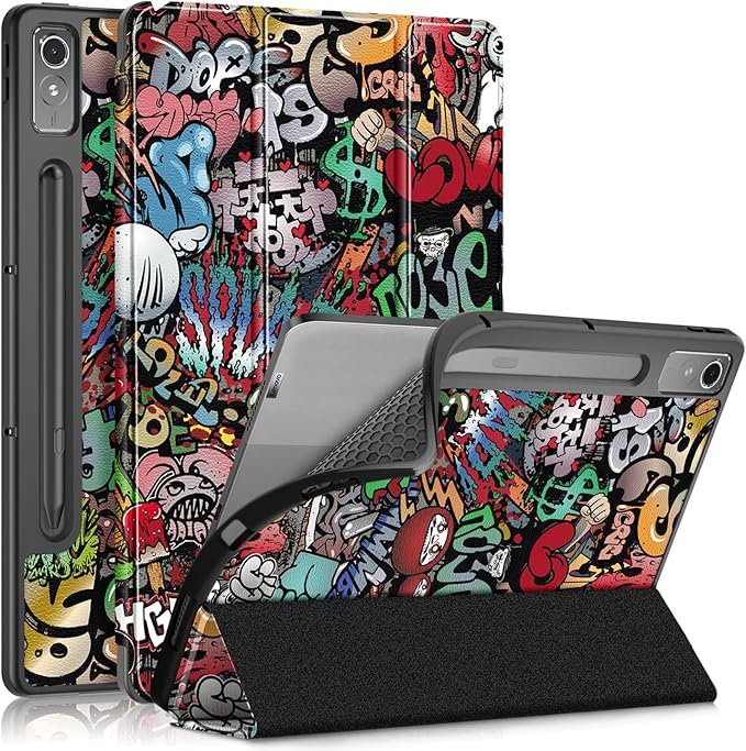 Case for Lenovo Tab P12 12.7 Inch 2023 Tablet, Smart Soft TPU Back Shell Cover with Auto Wake/Sleep Function,Graffiti