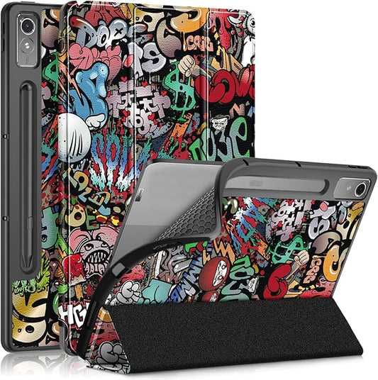 Case for Lenovo Tab P12 12.7 Inch 2023 Tablet, Smart Soft TPU Back Shell Cover with Auto Wake/Sleep Function,Graffiti