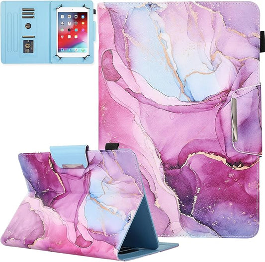JZCreater 10 Inch Tablet Case, Universal 10 10.1 Inch Android Tablet Cover, Multi-Angle Viewing Stand Case for 9.5-10.5 Inch Tablet, Purple Marble