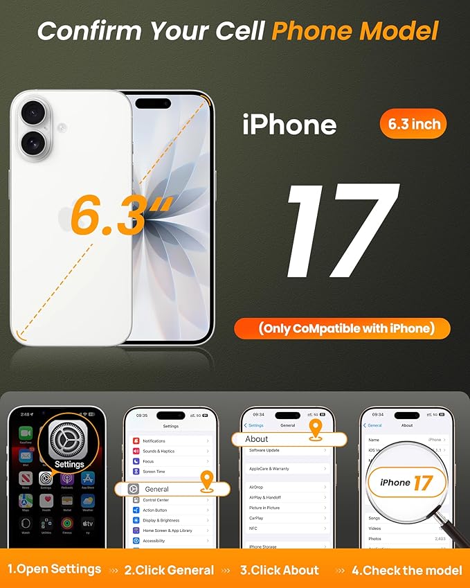 for iPhone 17 Case Wallet with Stand, Built-in [2 Pack] Screen Protector & Card Holder & Camera Cover, Military Grade Drop Protection Phone Case for iPhone 17 6.3" 2025, Black