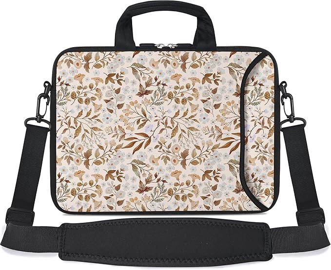 RICHEN 14 15 15.4 15.6 inch Laptop Shoulder Bag Messenger Bag Notebook Handle Sleeve Neoprene Carrying Case with Accessories Pocket (14-15.6 inch, Sicilian Flowers)