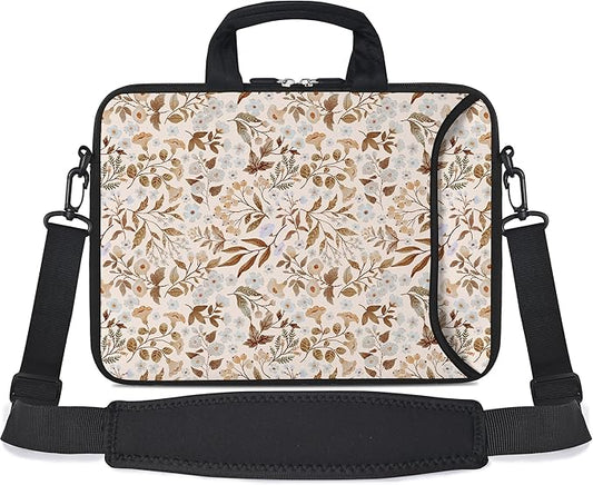 RICHEN 14 15 15.4 15.6 inch Laptop Shoulder Bag Messenger Bag Notebook Handle Sleeve Neoprene Carrying Case with Accessories Pocket (14-15.6 inch, Sicilian Flowers)
