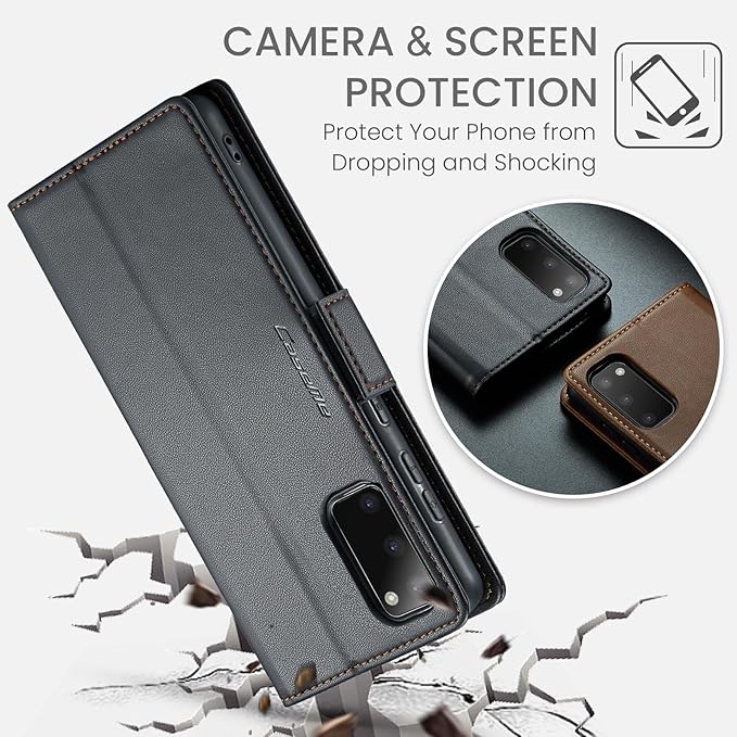 Case for Samsung Galaxy S20 Wallet Case, RFID Blocking PU Leather Flip Folio Cover Card Holder Kickstand Shockproof Phone Case Compatible with Samsung Galaxy S20, Black