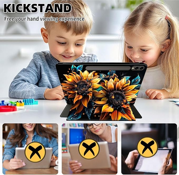 Case for Samsung Galaxy Tab S10 Ultra/Tab S9 Ultra 14.6-Inch, 360 Degree Rotating Folio Stand Smart Cover for Galaxy Tab S10 Ultra/ S9 Ultra 14.6'', Auto Sleep/Wake, Sunflower 3