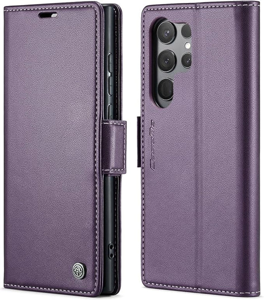 SINIANL for Samsung Galaxy S25 Ultra Wallet Case with RFID Blocking, S25 Ultra Case Wallet for Men Women with Card Holder Magnetic Clasp Kickstand Leather Book Folio Case for Galaxy S25 Ultra Purple