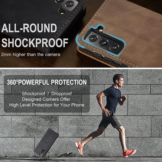 for Samsung Galaxy S21 FE Case, Flip Wallet Leather Case with Card Holder Magnetic Closure Shockproof Kickstand Protective Phone Cases Cover for Samsung S21 FE,Black