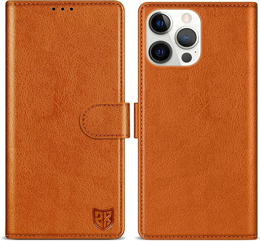 ZZXX for iPhone 15 Pro Max Wallet Case with [RFID Blocking] Card Slot Kickstand Magnetic Closure Leather Flip Fold Protective Phone Case for iPhone 15 Pro Max Case Wallet(Brown-6.7 inch)