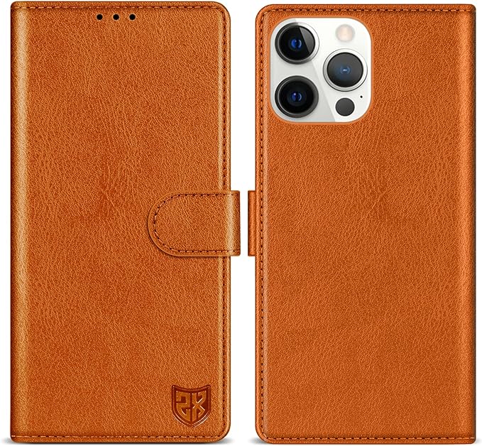 ZZXX for iPhone 15 Pro Wallet Case with [RFID Blocking] Card Slot Kickstand Magnetic Closure Leather Flip Fold Protective Phone Case for iPhone 15 Pro Case Wallet(Brown-6.1 inch)