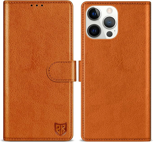 ZZXX for iPhone 15 Pro Wallet Case with [RFID Blocking] Card Slot Kickstand Magnetic Closure Leather Flip Fold Protective Phone Case for iPhone 15 Pro Case Wallet(Brown-6.1 inch)