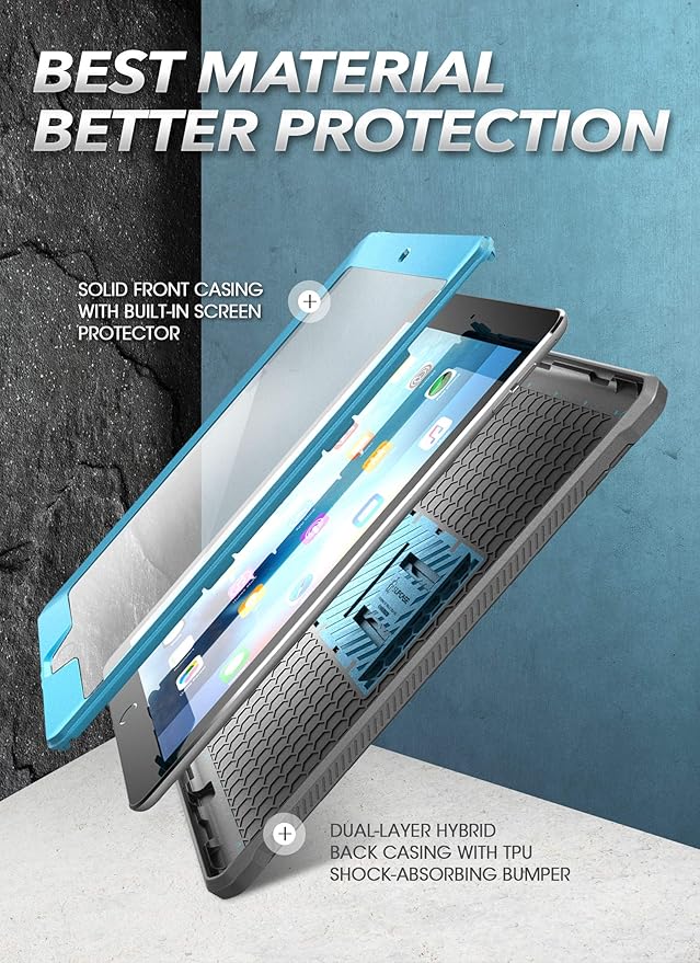 SUPCASE for iPad 9th Generation Case with Screen Protector (Unicorn Beetle Pro), [Built-in Stand] Heavy Duty Rugged Protective Case for iPad 10.2 9th / 8th / 7th Generation (2021/2020/2019), Blue