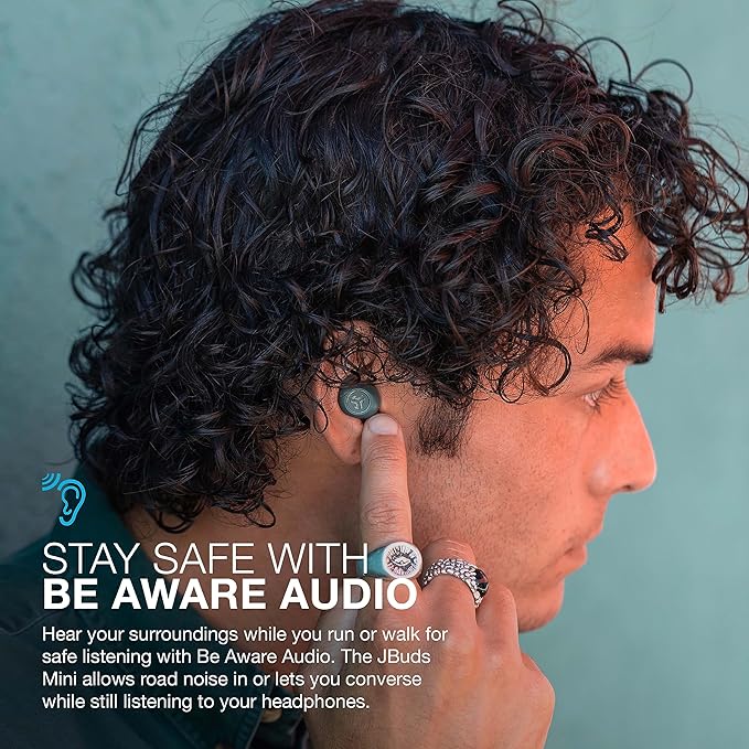 JLab JBuds Mini True Wireless Bluetooth Earbuds + Charging Case, Sage, IP55 Sweat and Dust Proof, Bluetooth Multipoint, Be Aware Audio, 3 EQ Sound Settings, Crystal Clear Calls