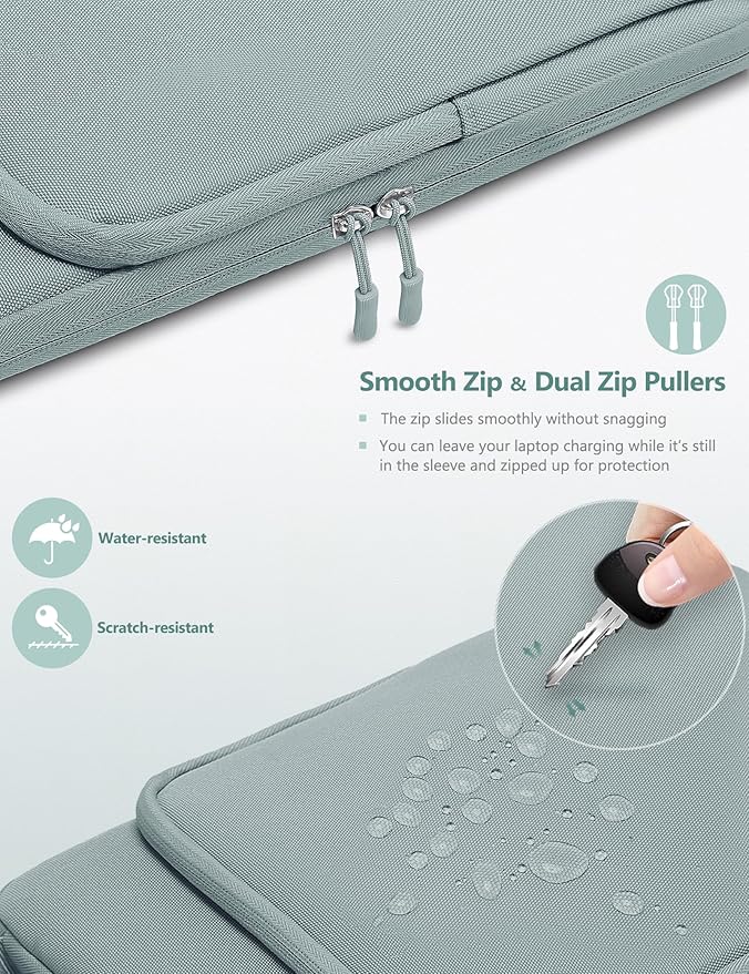 HYZUO 17-17.3 Inch Laptop Bag Case Sleeve for 17" 17.3" HP/Dell/Lenovo/ASUS/Acer/LG/MSI Gaming Laptop/Razer Blade 17/18, Notebook Carrying Briefcase for Men Women, Ash Blue