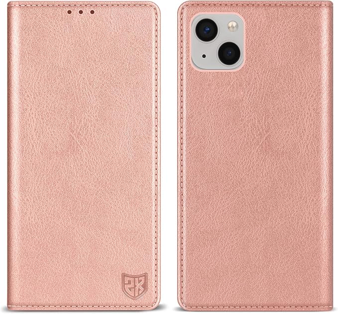 ZZXX for iPhone 15 Plus Wallet Case with [RFID Blocking] Card Slot Stand Strong Magnetic Leather Flip Fold Protective Phone Case for iPhone 15 Plus Case Wallet(Rose Gold-6.7 inch)