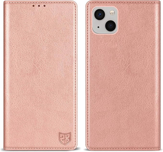 ZZXX for iPhone 15 Plus Wallet Case with [RFID Blocking] Card Slot Stand Strong Magnetic Leather Flip Fold Protective Phone Case for iPhone 15 Plus Case Wallet(Rose Gold-6.7 inch)