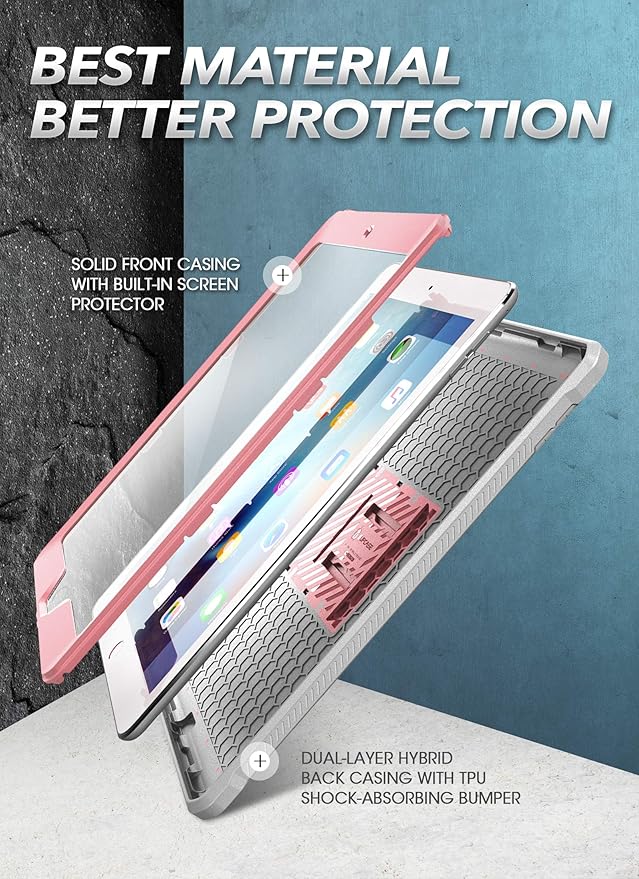 SUPCASE for iPad 9th Generation Case with Screen Protector (Unicorn Beetle Pro), [Built-in Stand] Heavy Duty Rugged Protective Case for iPad 10.2 9th / 8th / 7th Generation (2021/2020/2019), RoseGold