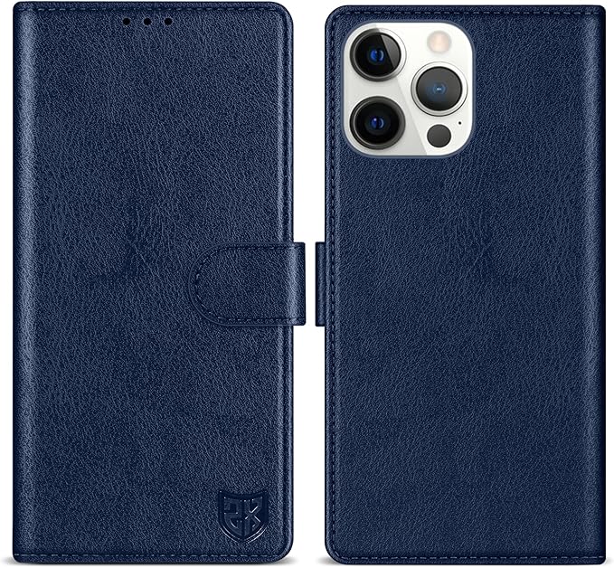 ZZXX for iPhone 15 Pro Wallet Case with [RFID Blocking] Card Slot Kickstand Magnetic Closure Leather Flip Fold Protective Phone Case for iPhone 15 Pro Case Wallet(Blue-6.1 inch)