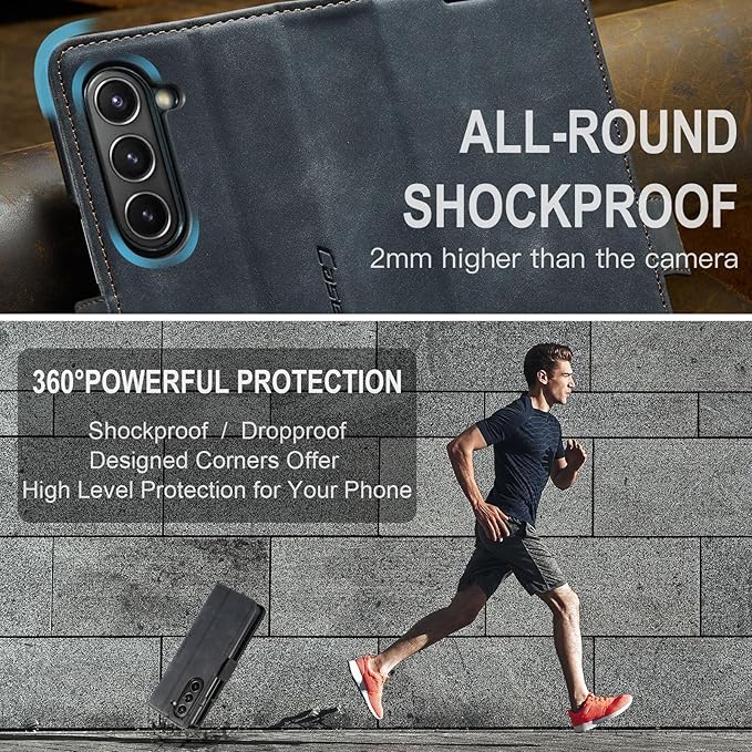 for Samsung Galaxy Z Fold5 Case, Flip Wallet Leather Case with Card Holder Magnetic Closure Shockproof Kickstand Protective Phone Cases Cover for Samsung Galaxy Z Fold5,Black