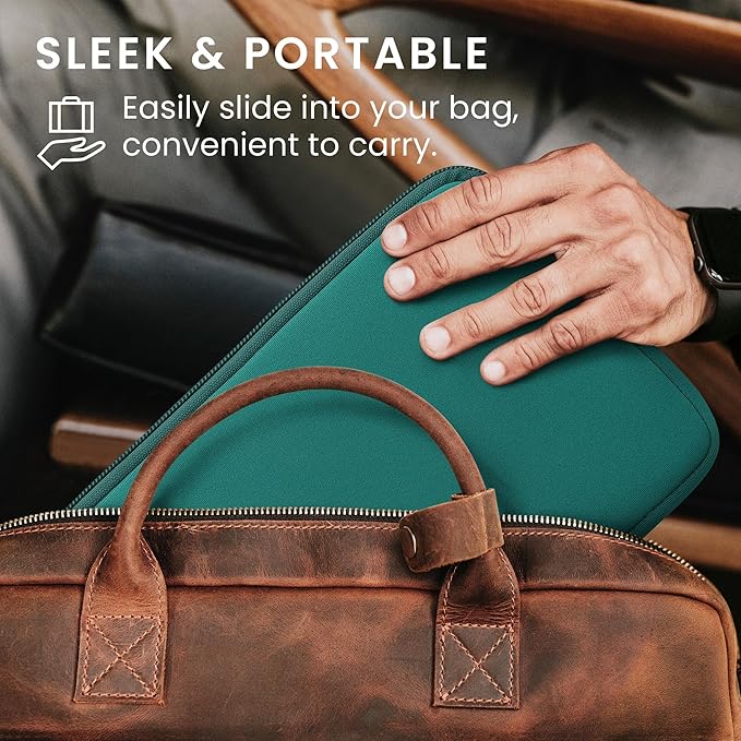 kwmobile Neoprene Pouch Compatible with 8"-8,4" Tablet - Universal Sleeve Case Cover with Zipper for Tablet - Petrol