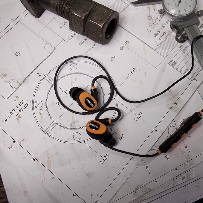ISOtunes PRO 2.0 Bluetooth Earplug Headphones, 27 dB Noise Reduction Rating, 16+ Hour Battery, IP67 Durability, Noise Cancelling Mic, OSHA Compliant Professional Hearing Protector (Safety Orange)