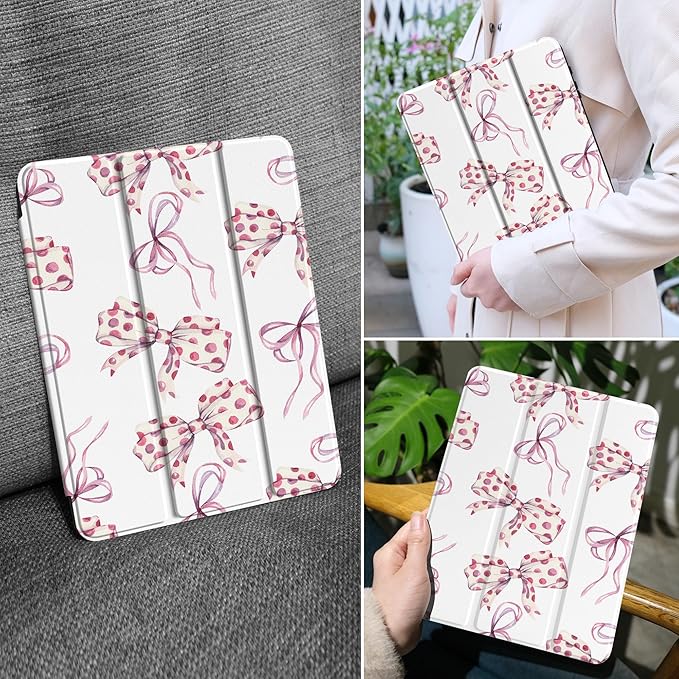 MEEgoodo Case for Samsung Galaxy Tab A9 Plus 11 inch Cover 2024 2023 with S Pen Holder, A9+ Smart Tablet Cases with Leather Trifold Stand+Soft TPU Back Shell+Smart Auto Wake/Sleep, Watercolor Bows