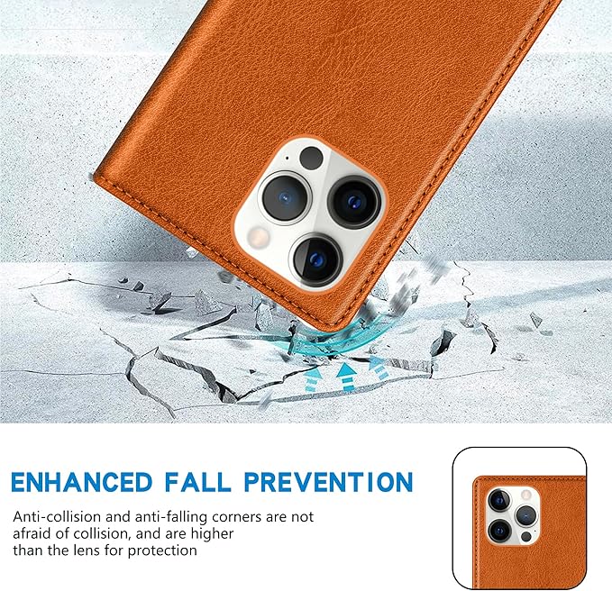 ZZXX for iPhone 15 Pro Wallet Case with [RFID Blocking] Card Slot Stand Strong Magnetic Leather Flip Fold Protective Phone Case for iPhone 15 Pro Case Wallet(Brown-6.1 inch)