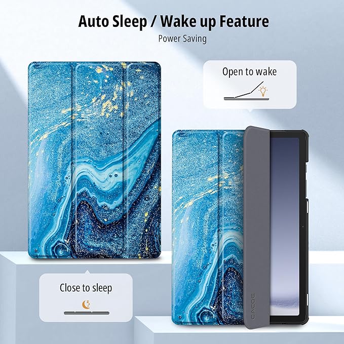 CACOE Case for Samsung Galaxy Tab A9+ Plus 11 Inch 2023 (SM-X210/X216/X218) with Screen Protector, Foldable Stand Slim Protective Case, Auto Screen On/Off, Quicksand Pattern