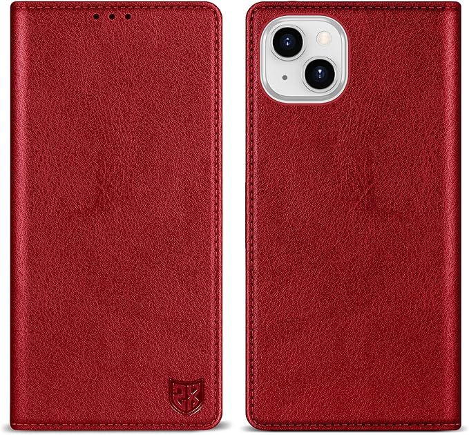 ZZXX for iPhone 15 Plus Wallet Case with [RFID Blocking] Card Slot Stand Strong Magnetic Leather Flip Fold Protective Phone Case for iPhone 15 Plus Case Wallet(Red-6.7 inch)