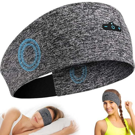 Headband Headphones Bluetooth Headband for Side Sleeper, 14 Hour Playtime, Wireless Headband with HD Stereo Speakers for Workout,Running,Yoga, Ideal Gifts for Men, Women, Teens, Grey