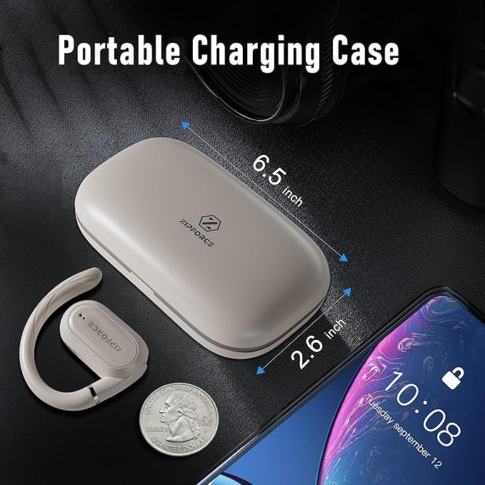 ZIPFORCE True Wireless Earbuds, Open-Ear Bluetooth 5.3 Headphones 4-Mics ENC Clear Call, OWS Bluetooth Earbuds Touch Control, IPX6 Waterproof TWS, Light-Weight Earphones