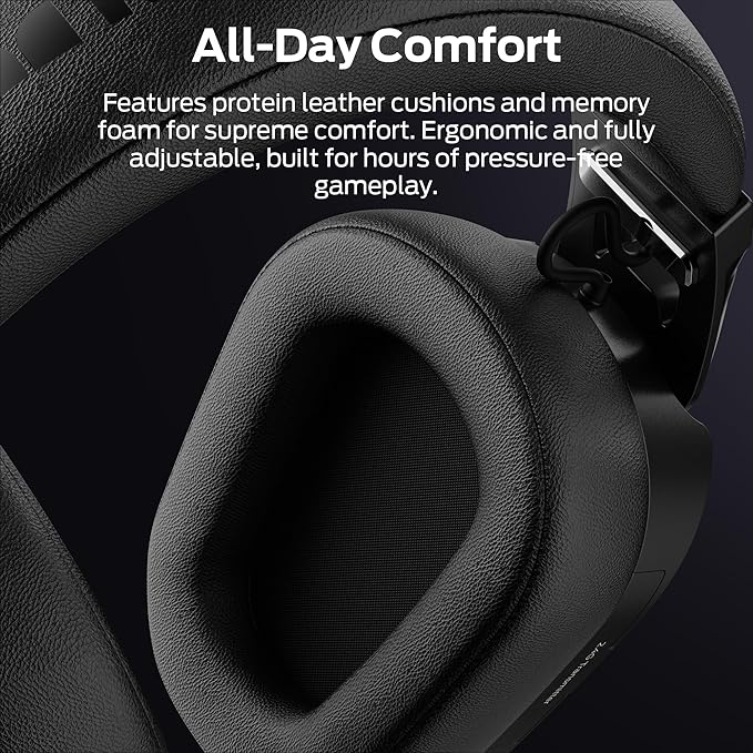 Monster Mission ANC200 Wireless Gaming Headset, 7.1 Virtual Surround Sound, ANC, Stealth Retractable Mic, 70HRS Battery, 2.4GHz or BT, for PC, PS5, Mobile, 3.5mm Audio Jack (Black)
