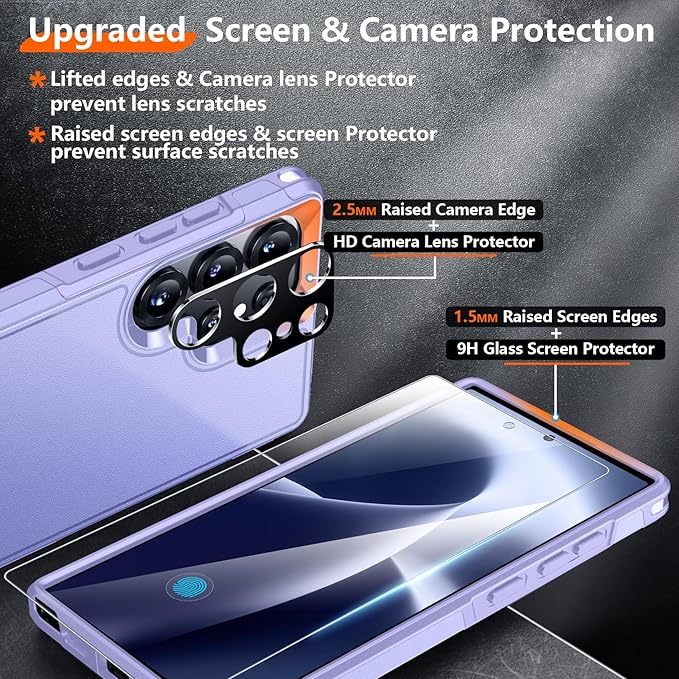 Red2Fire for Samsung Galaxy S25 Ultra Case, [Military Grade Drop Protection] Heavy Duty Full Body Shockproof Protection Non-Slip Phone Case for S25 Ultra Case 6.9 inch Purple