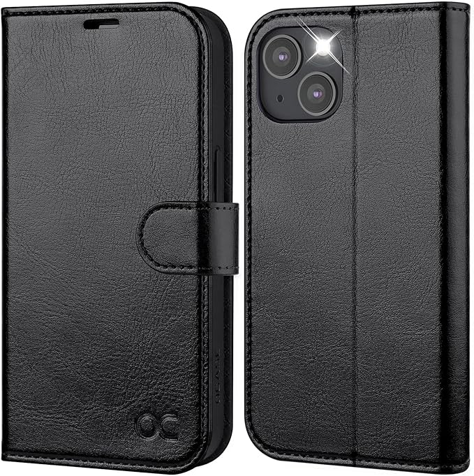 OCASE Compatible with iPhone 14 Wallet Case, PU Leather Flip Folio Case with Card Holders RFID Blocking Kickstand [Shockproof TPU Inner Shell] Phone Cover 6.1 Inch 2022 (Black)