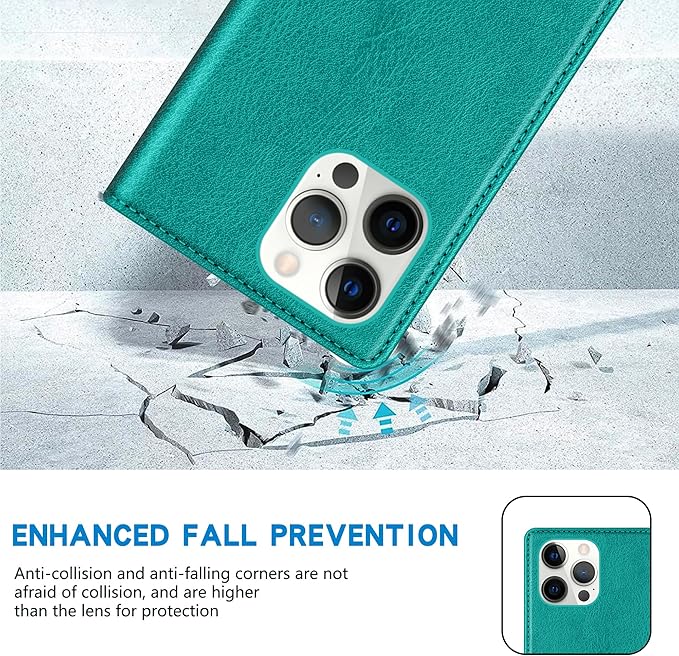 ZZXX for iPhone 15 Pro Max Wallet Case with [RFID Blocking] Card Slot Stand Strong Magnetic Leather Flip Fold Protective Phone Case for iPhone 15 Pro Max Case Wallet(Lake Blue-6.7 inch)