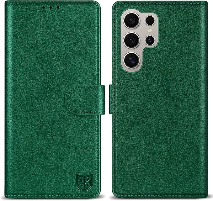ZZXX for Samsung Galaxy S25 Ultra Wallet Case with [RFID Blocking] Card Slot Kickstand Magnetic Closure Leather Flip Fold Protective Phone Case for Galaxy S25 Ultra 5G Case Wallet(Green-6.8 inch)